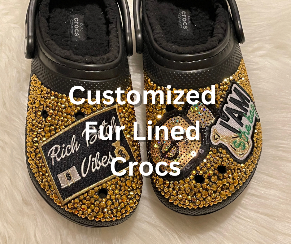 Customized bling fur lined crocs